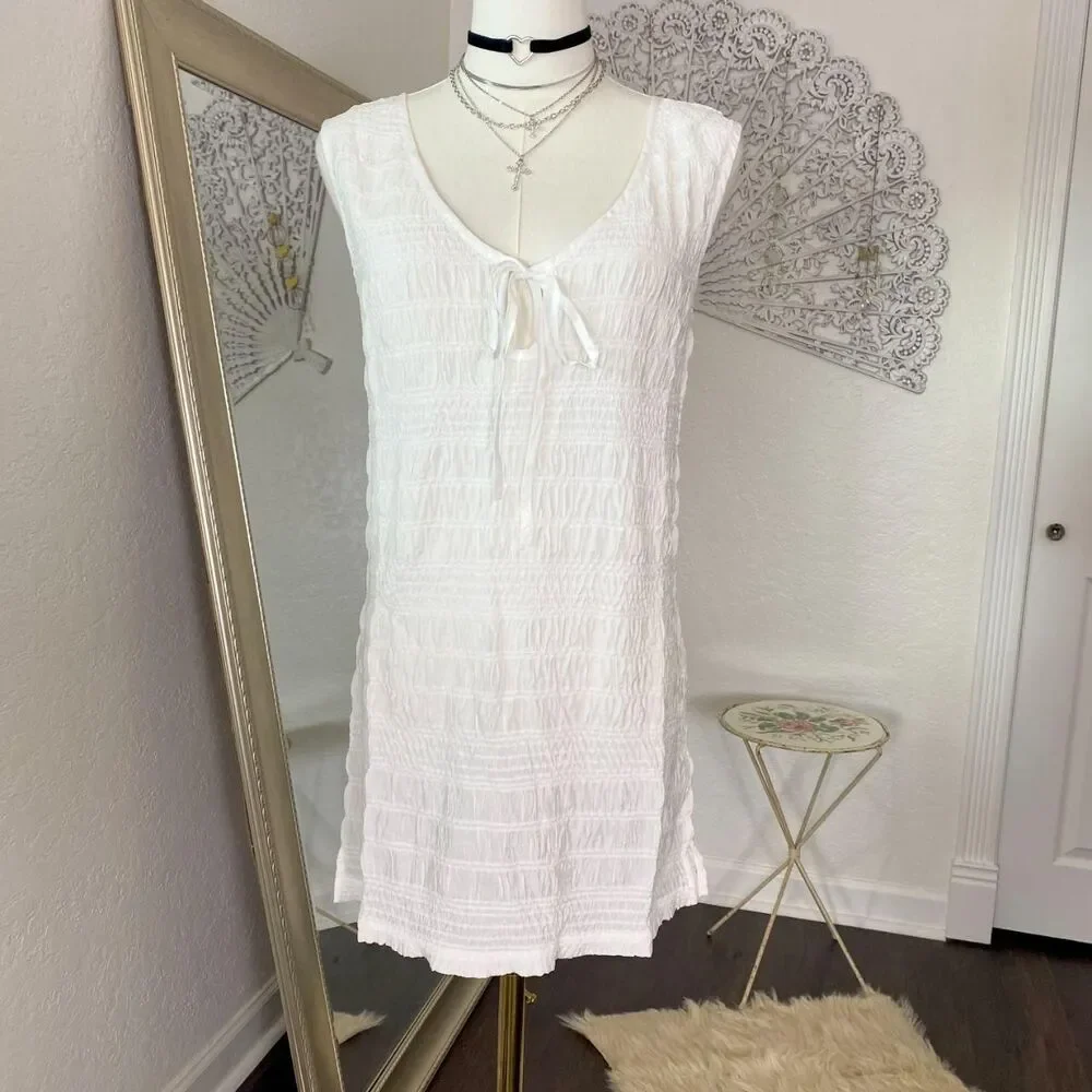 NWT Rhythm Sandy Cove White Smocked Mini Dress 6 / XS